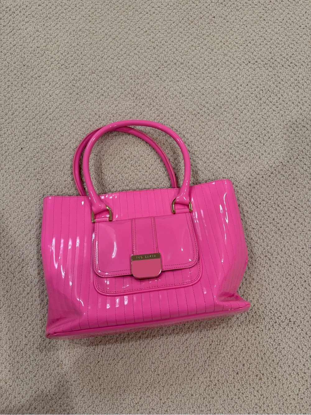 Ted Baker Bright Pink Patent Tote Handbag
